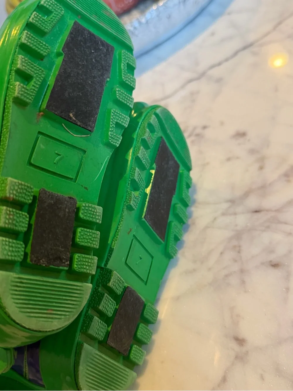 Kids Blue & Green Dinosaur Skeleton Pull On Rain Boots 7T